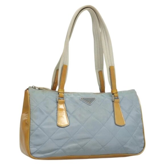 PRADA Shoulder Bag Nylon Enamel Light Blue Silver - Picture 1 of 14
